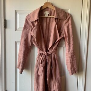 Catharine Malandrino Pink Trench 100% Linen